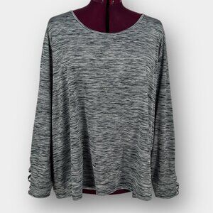 ACX Active 3X long sleeve lattice cutout workout top heather gray